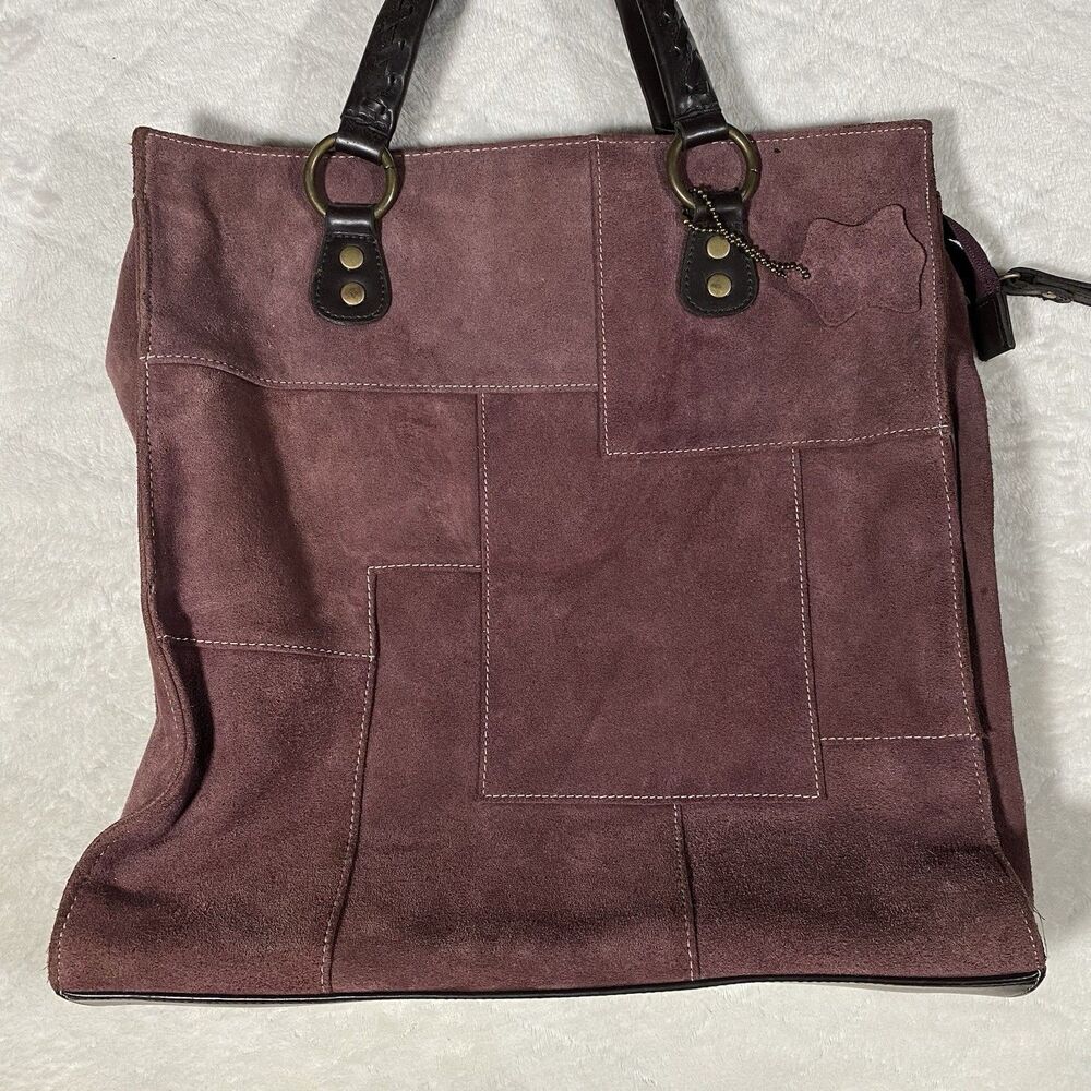 Patchwork Suede Tote Bag - Brown/Burgandy Vintage Condition.